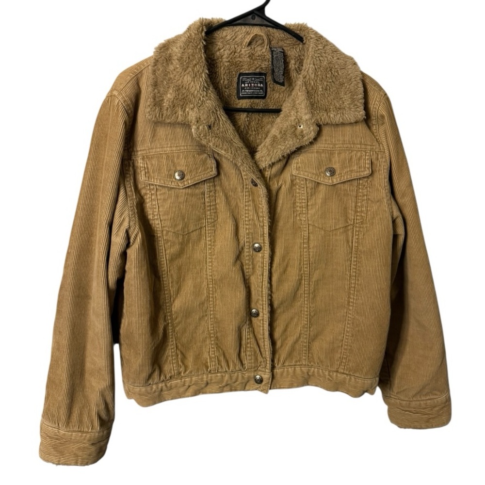 Arizona Jean Co Corduroy Sherpa Jacket XL Tan Y2K Vintage Trucker